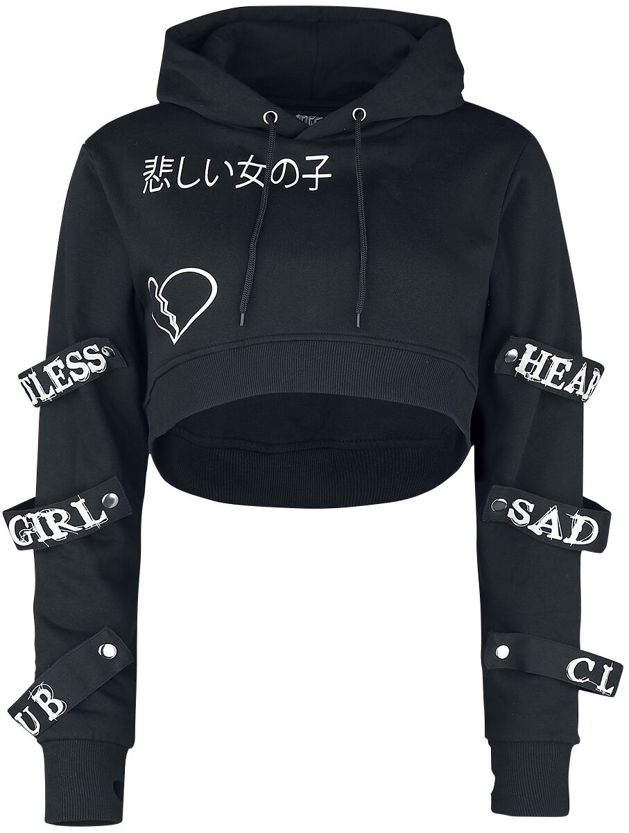 Heartless Sad girl club hoodie Hooded sweater black white