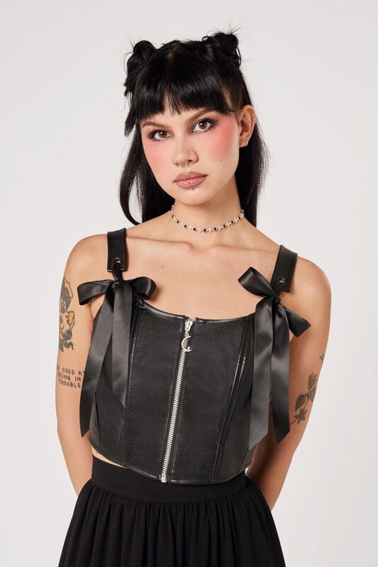 Hell Bunny - Rockabilly Korset - BLACK STEEL CORSET - XS tot XL - voor Vrouwen - zwart