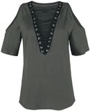 Schulterfreies Shirt mit Schnürung, Black Premium by EMP, T-Shirt