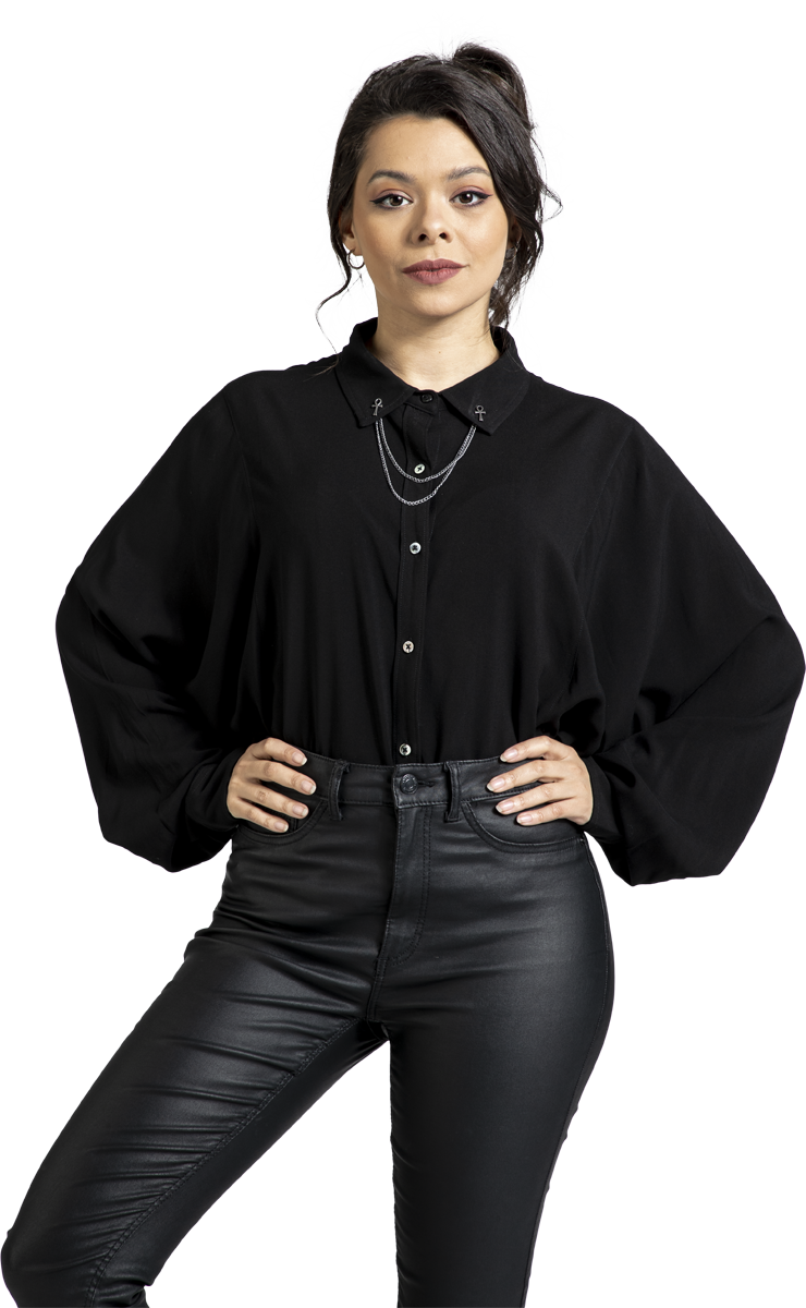 Thumbnail - Gothicana by EMP Corporate Goth Bluse schwarz in S