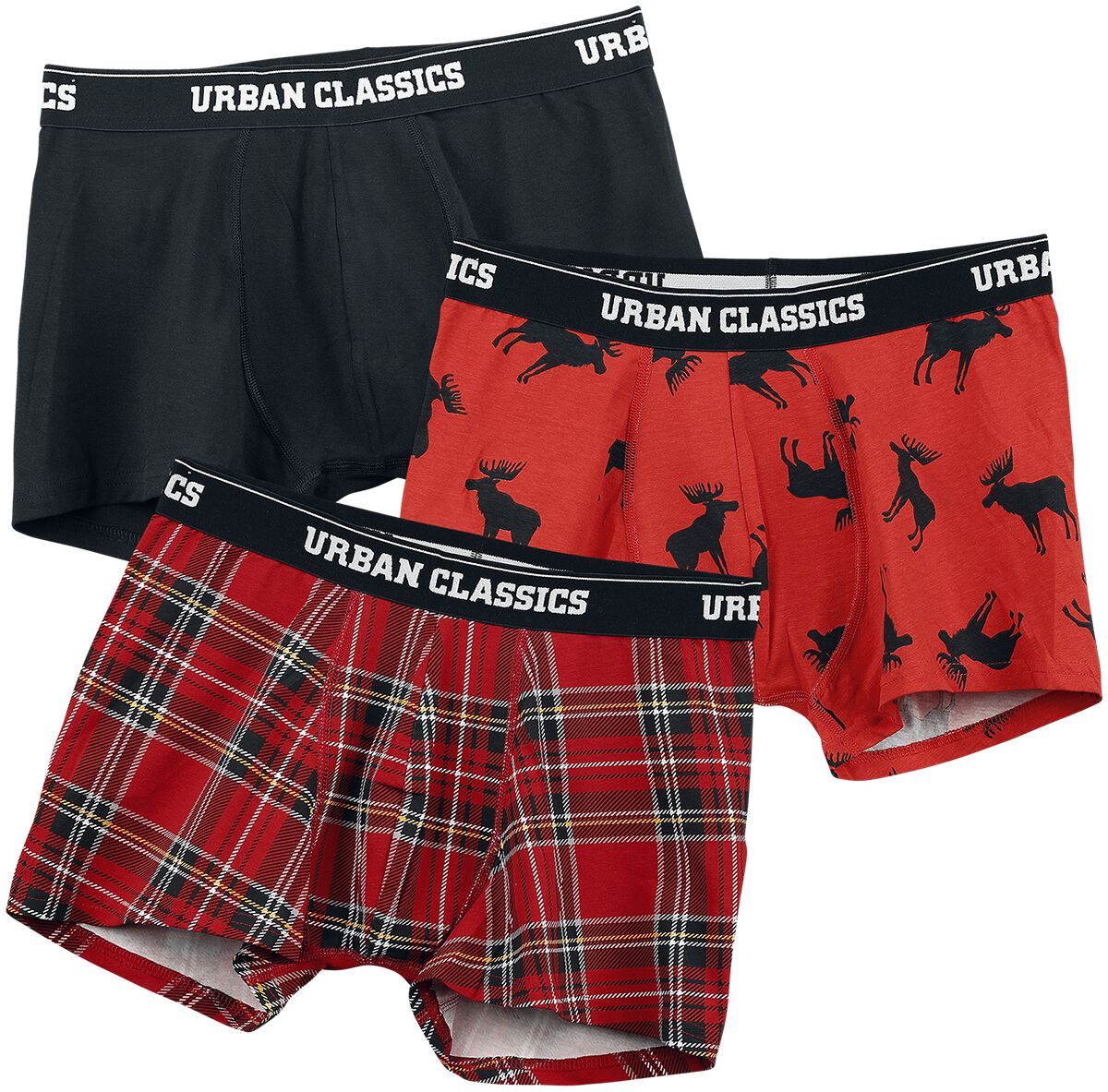 Image of Urban Classics Boxer Shorts 3-Pack Boxershort schwarz/rot
