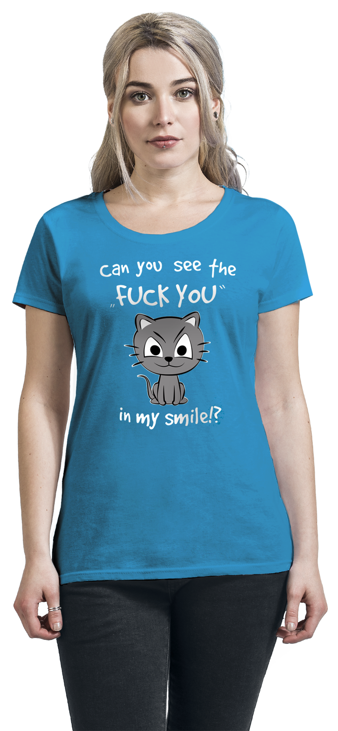 Tierisch Can You See The Fuck You In My Smile!? T-Shirt hellblau