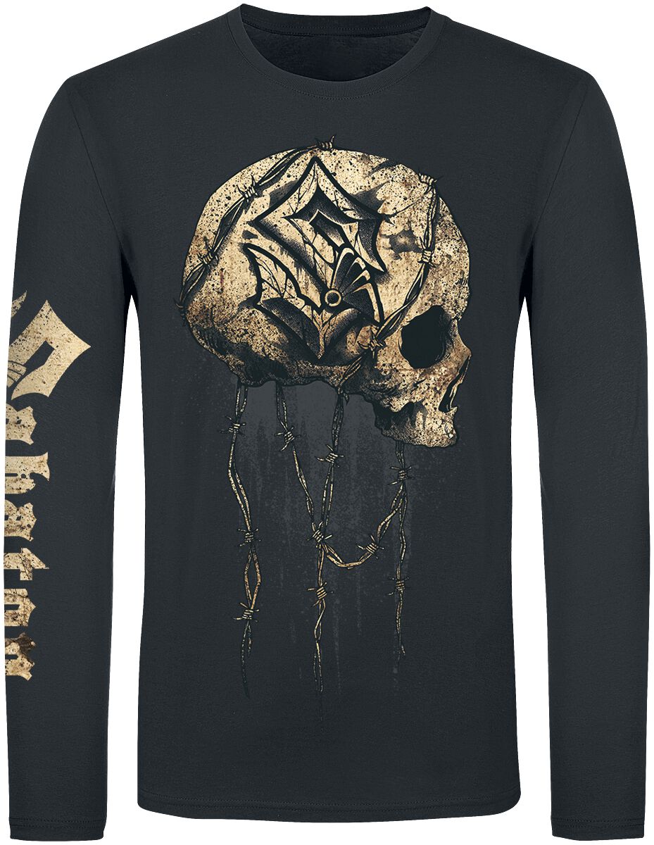 Sabaton Barbed Wire Skull Langarmshirt schwarz in 3XL