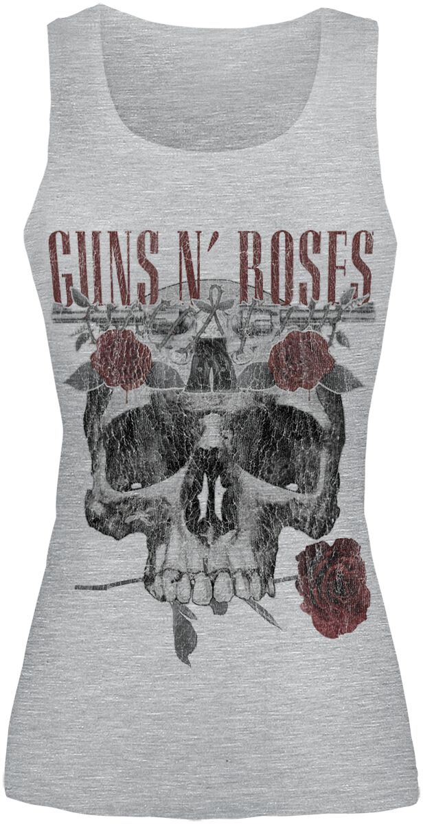 Top de Guns N' Roses - Flower Skull - M à XL - pour Femme - gris chiné