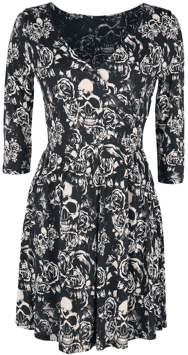 Black Premium by EMP Dress with Skulls & Roses Print Short dress black