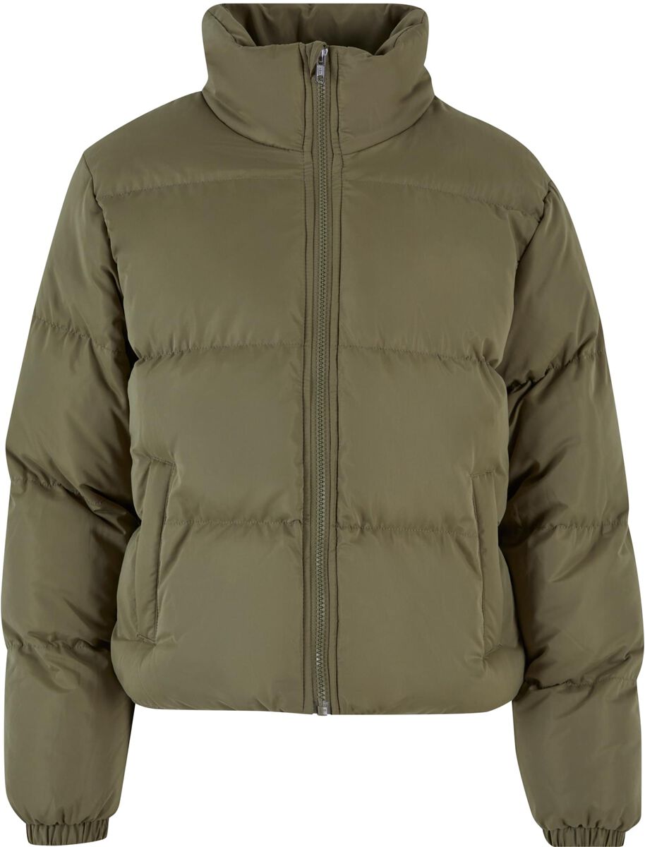 Urban Classics Ladies Short Peached Puffer Jacket Winterjacke oliv in XS