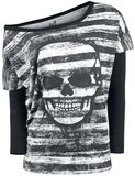 Grunge Stripe Skull, Full Volume by EMP, T-Shirt