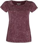 Bordeauxfarbenes T-Shirt mit Crinkle Waschung, Black Premium by EMP, T-Shirt