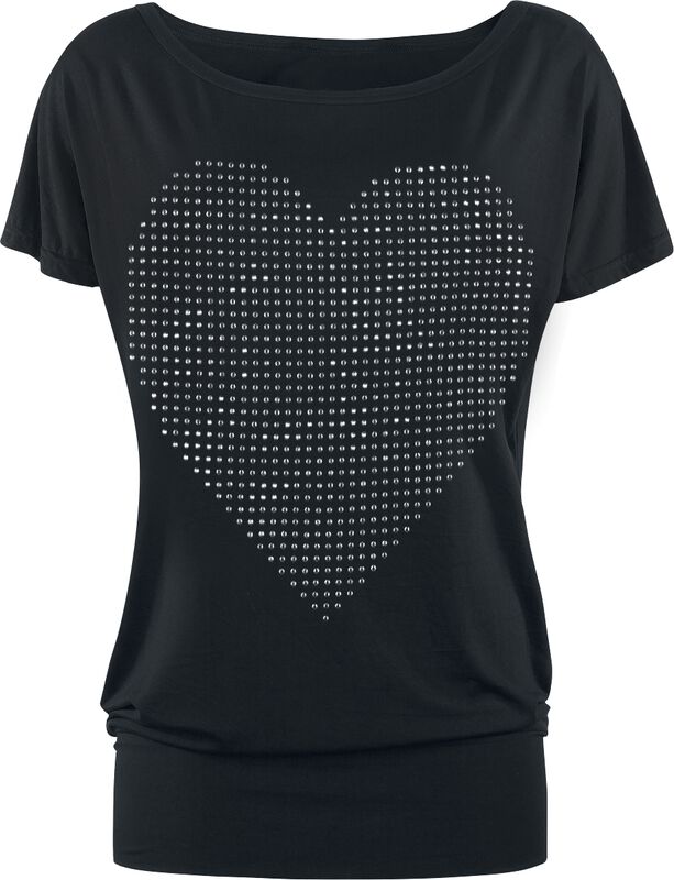 T-Shirt mit Herz aus Strass Steinchen
