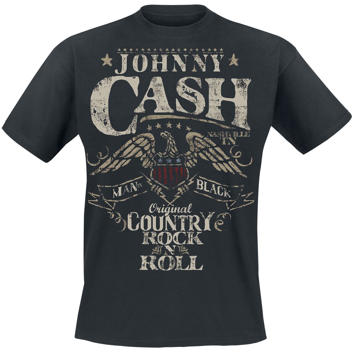 Levně Johnny Cash Original Country Rock n Roll Tričko černá