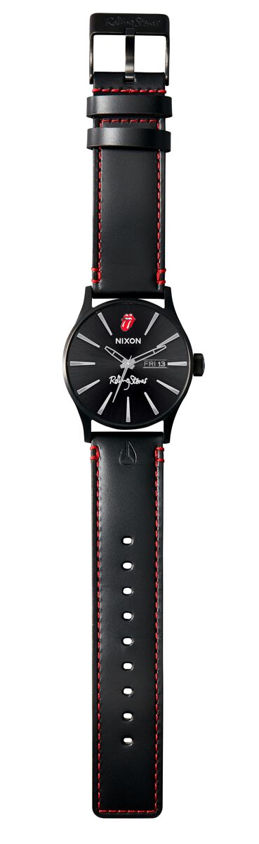The Rolling Stones Armbanduhren - Nixon  - Sentry Leather - für Männer - schwarz  - Lizenziertes Merchandise!