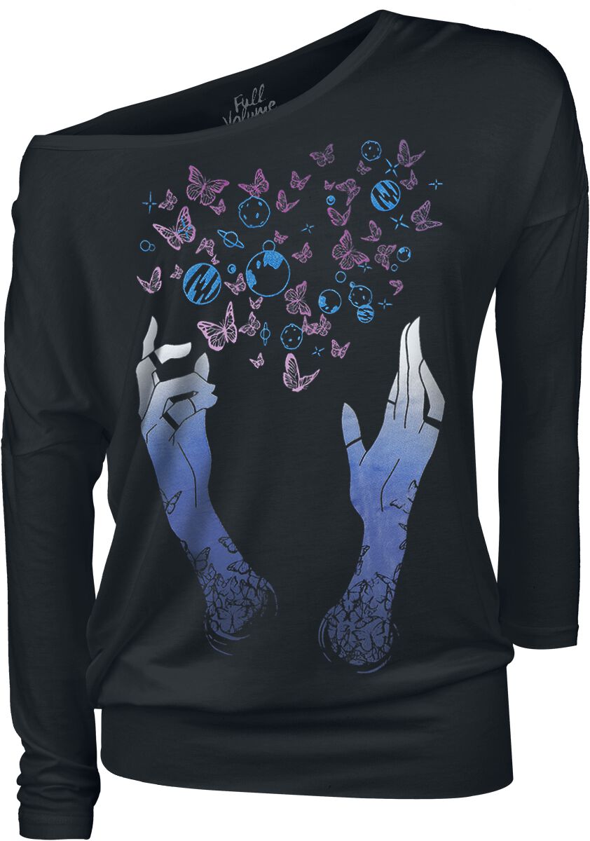 Image of Maglia Maniche Lunghe di Full Volume by EMP - Long-sleeved shirt with playful print - S a M - Donna - nero