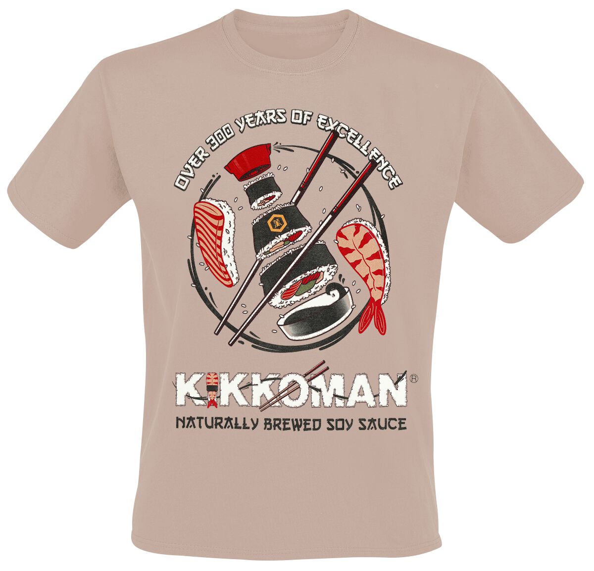 Kikkoman T-Shirt - Sushi Bottle - S bis XXL - für Männer - Größe L - rosa  - Lizenzierter Fanartikel