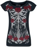 T-Shirt mit Skelett-Print, Gothicana by EMP, T-Shirt