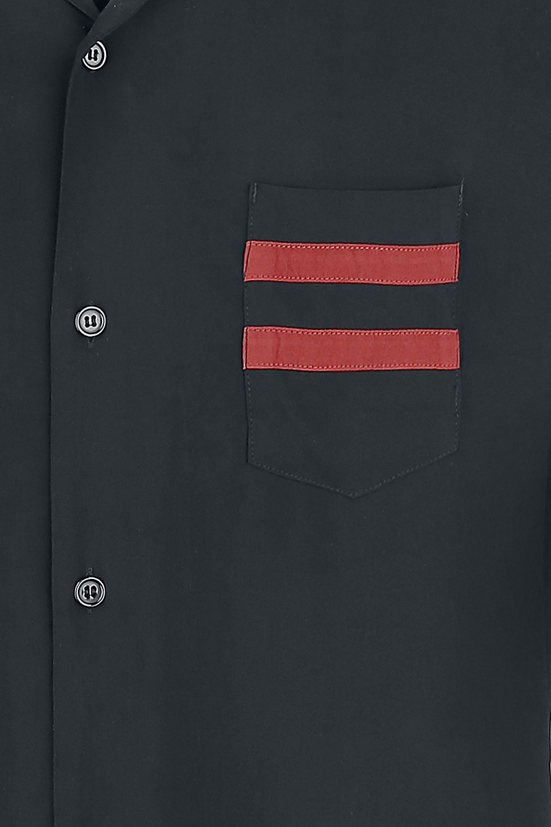 Chet Rock Lucky Stripe Bowling Shirt Kurzarmhemd schwarz rot