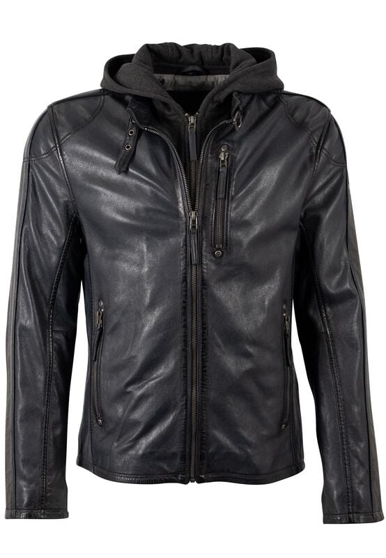 Mauritius  Leather Jacket - Steep Slim Fit Lasanv - for Men - anthracite-olive