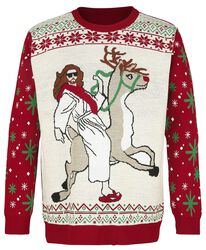 Jesus Riding Reindeer, Ugly Christmas Sweater, Weihnachtspullover