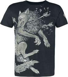 T-Shirt mit Wolf und Pfeilen, Black Premium by EMP, T-Shirt