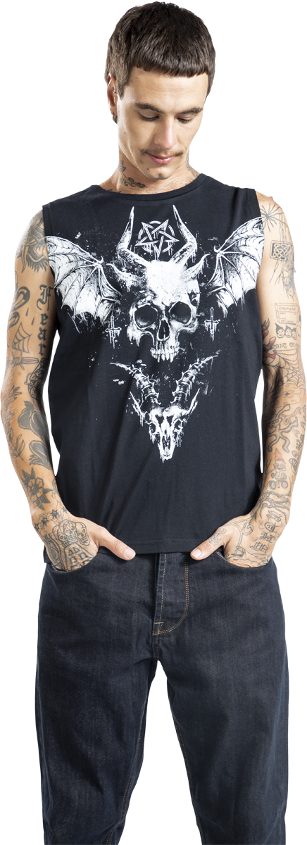 Thumbnail - Gothicana by EMP Tank Top With Skull Frontprint And Mesh Details Tank-Top schwarz in M