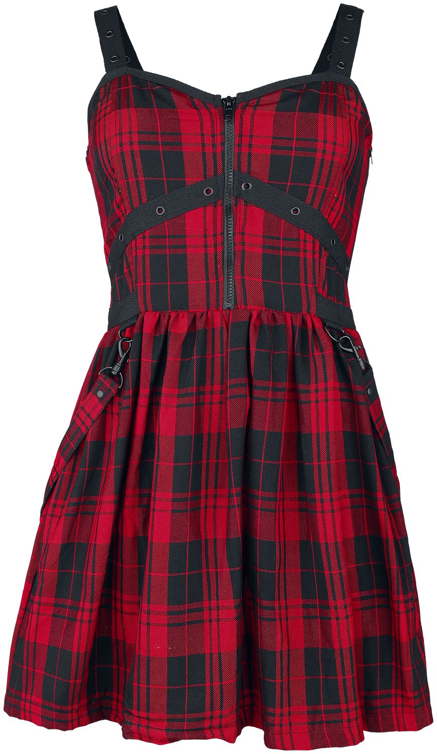 Robe courte Gothic de Heartless - Eclipse Dress - XS à M - pour Femme - noir/rouge