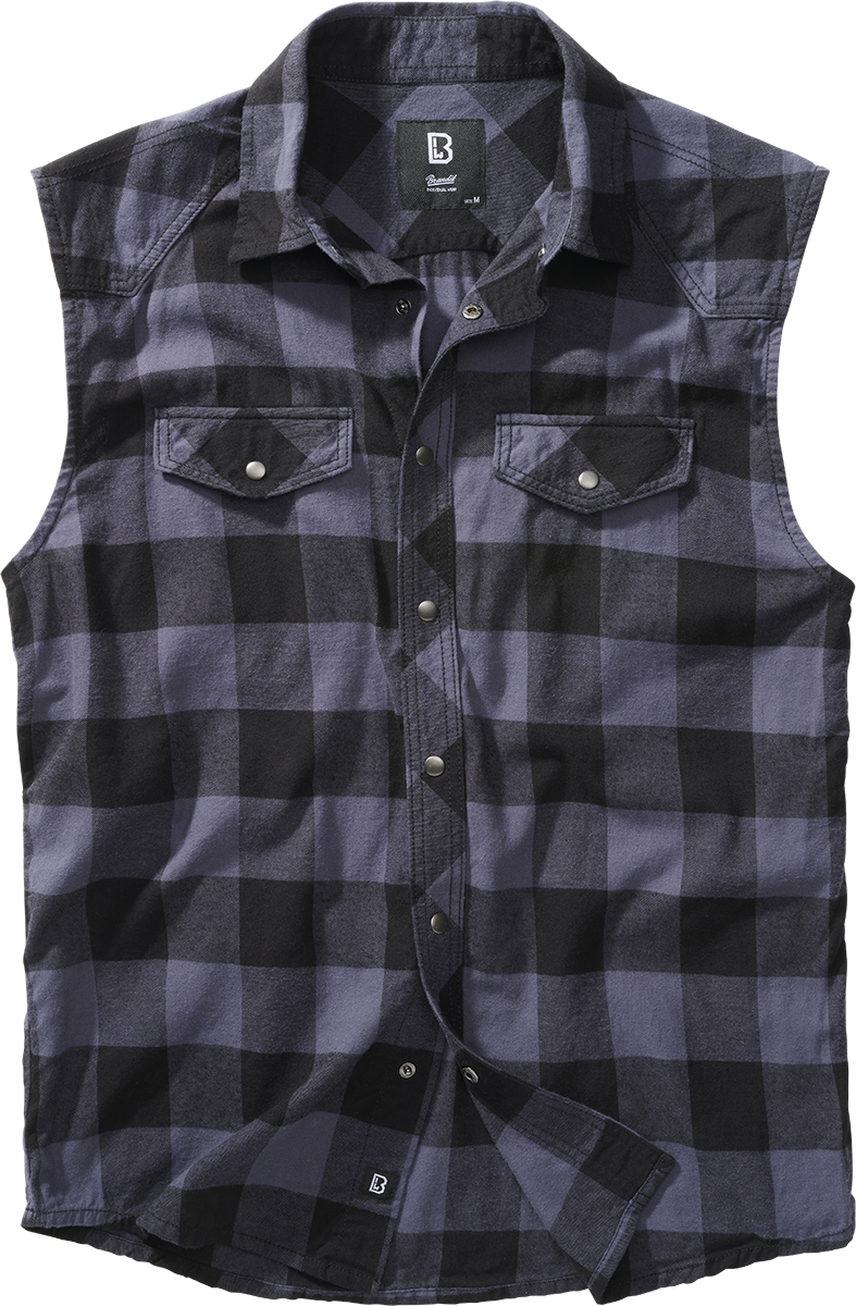 Brandit - Sleeveless Checkshirt - Kurzarmhemd - schwarz| grau
