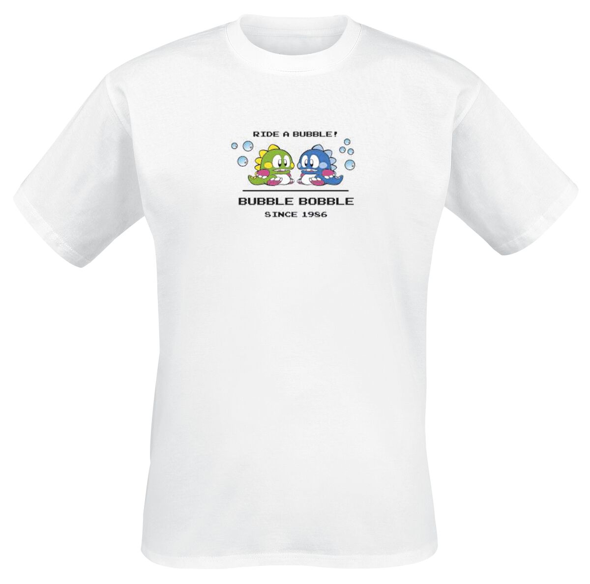 Bubble Bobble – Gaming T-Shirt – Ride a Bubble – S bis 3XL – für Männer – Größe M – weiß