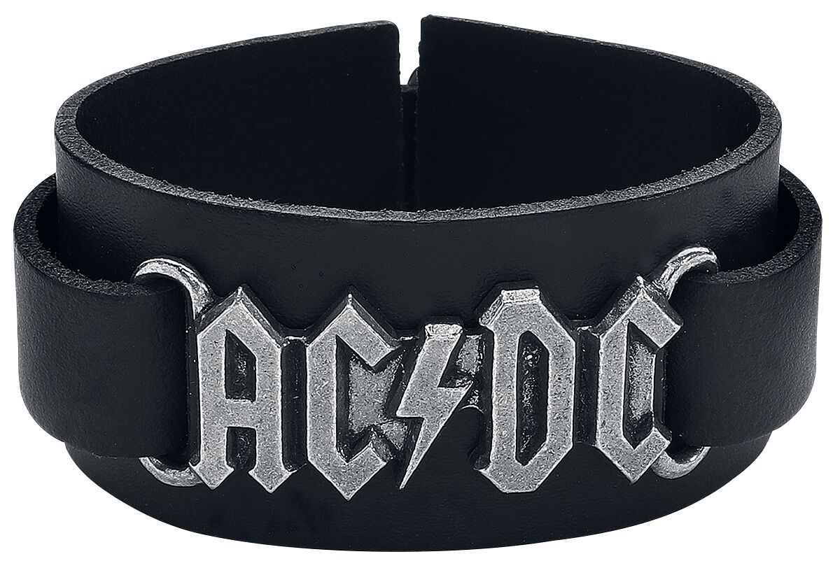 Levně AC/DC AC/DC Logo Kožený náramek černá