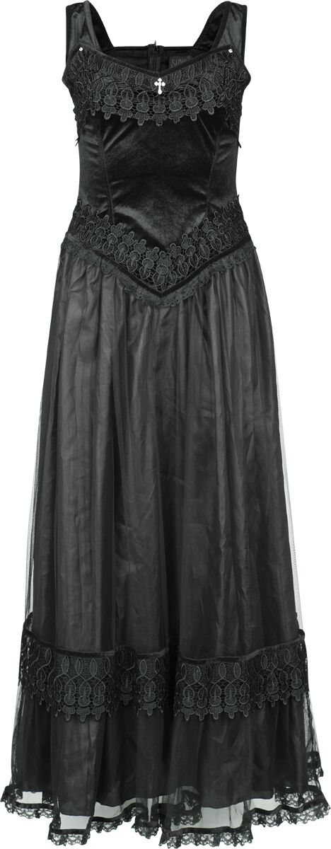 Sinister Gothic - Gothic Kleid lang - Langes Gothickleid - XS bis 4XL - für Damen - Größe S - schwarz