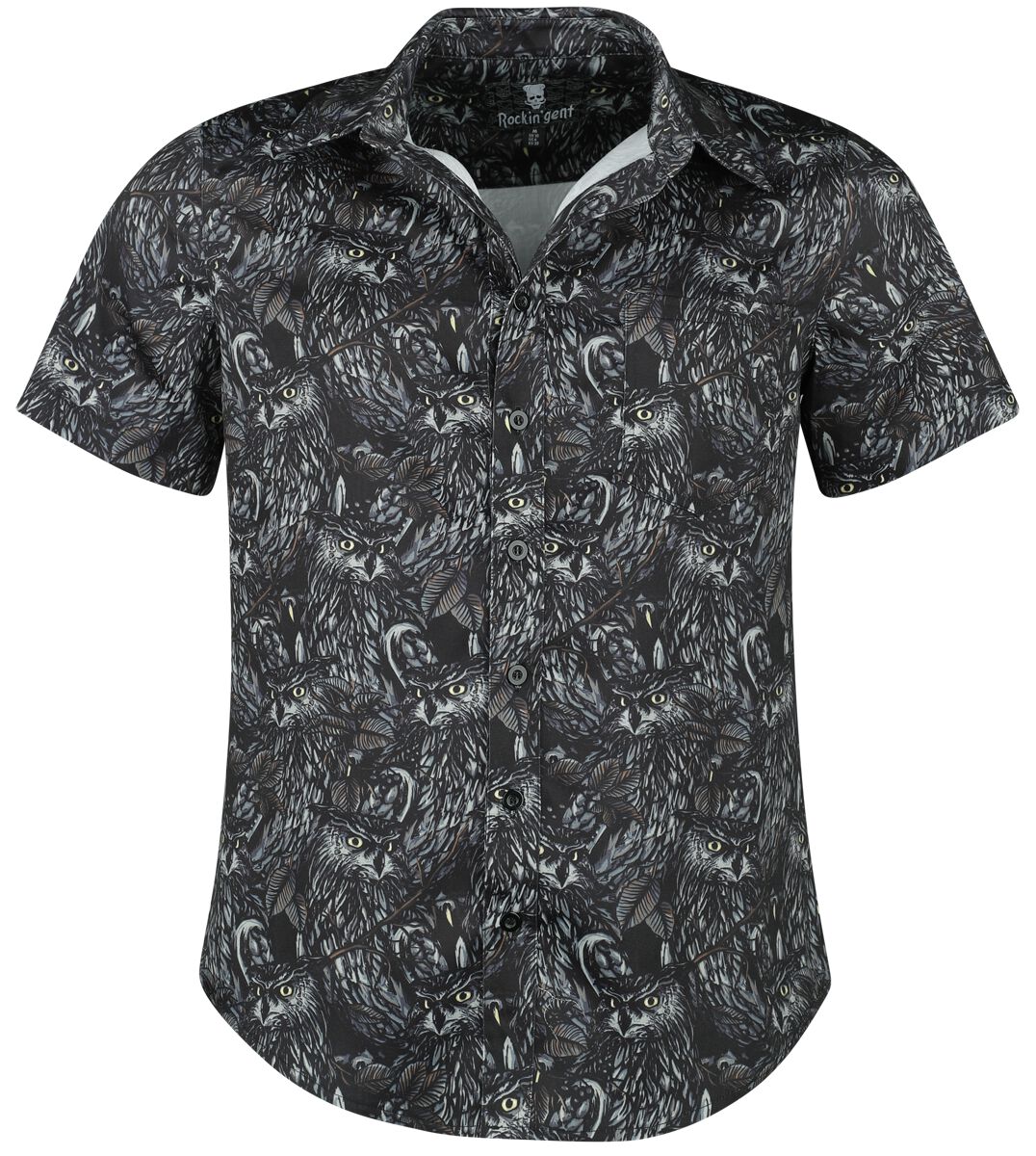 Image of Camicia Maniche Corte di Rockin' Gent shirt - Night Owl - S a XL - Uomo - nero