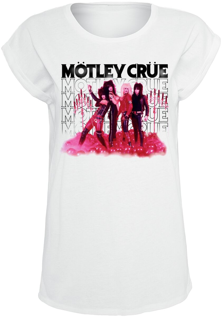 Mötley Crüe Group Montage Pink T-Shirt weiß