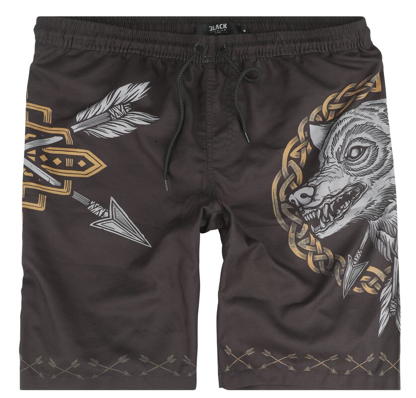 Swim Shorts With Arrow and Wolf Print