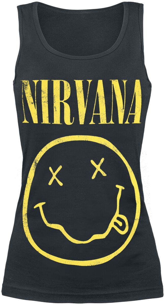 Top de Nirvana - Smiley - S à XL - pour Femme - noir