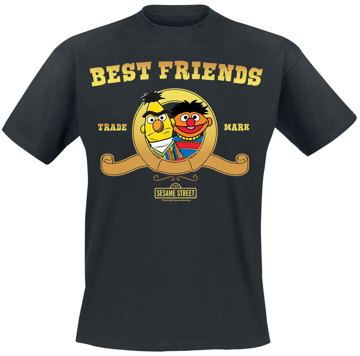 Ernie und Bert Best Friends T-Shirt schwarz von Sesamstraße