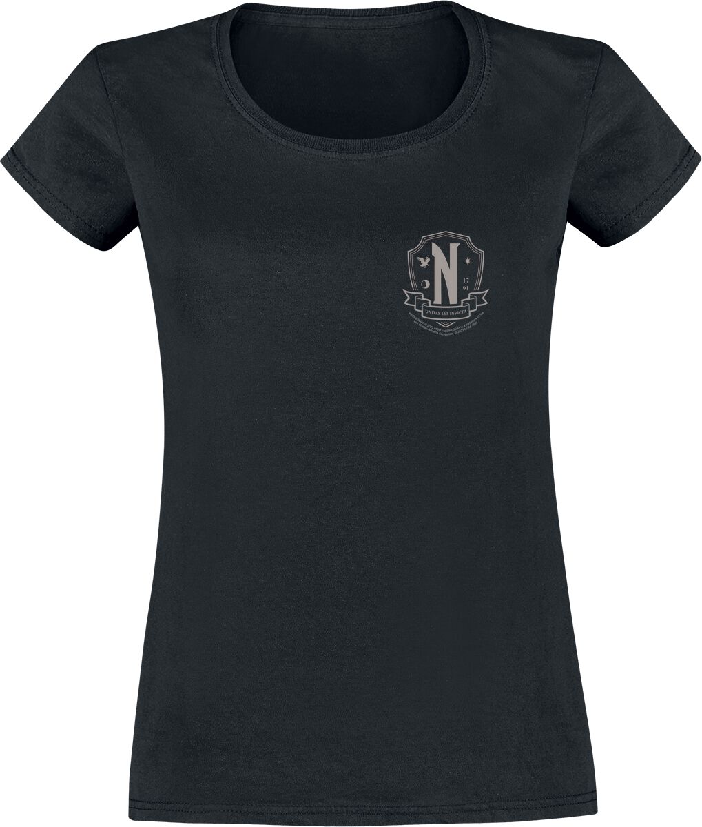 T-Shirt Manches courtes de Wednesday - Nevermore - Crest - S à XXL - pour Femme - noir
