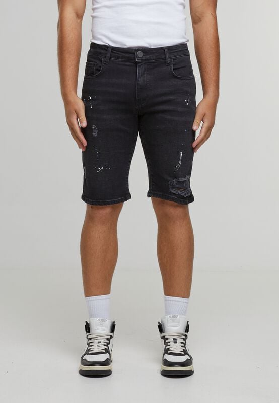 4255773734416 - LEONARDO RIPPED SLIM FIT SHORTS-BLACK Short schwarz in 31