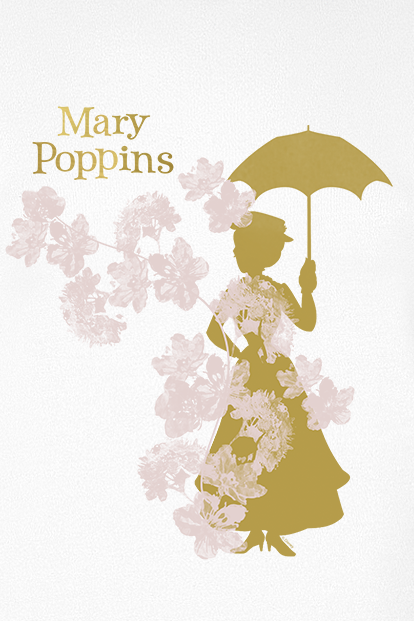 Mary Poppins Floral Silhouette T-Shirt weiß
