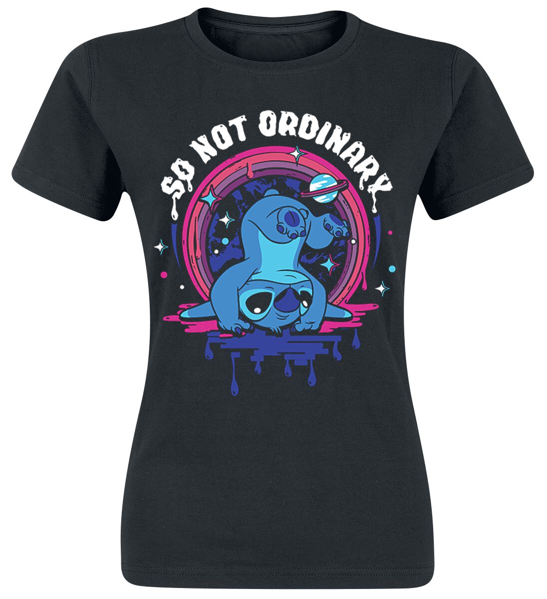 Lilo & Stitch - Disney T-Shirt - Not Ordinary - S bis XXL - für Damen - Größe XXL - schwarz  - Lizenzierter Fanartikel