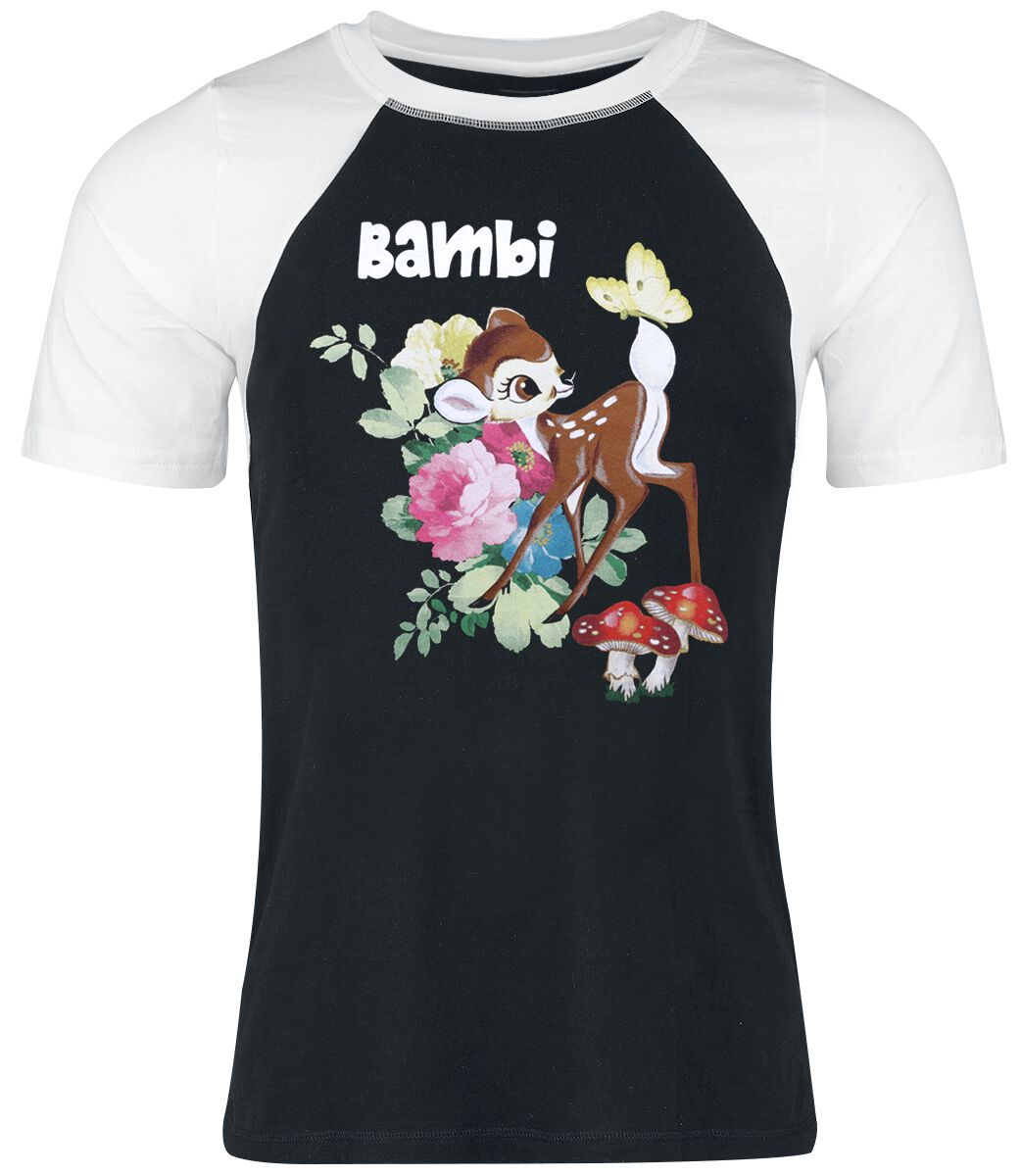 T-Shirt Manches courtes Disney de Bambi - Flowers - S à XXL - pour Femme - noir