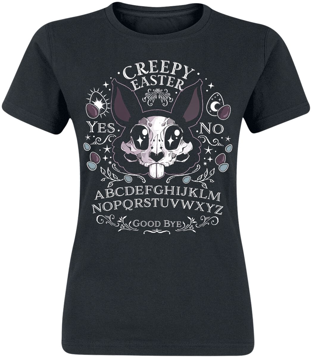 T-Shirt Manches courtes Fun de Tierisch - Creepy Easter - S à XXL - pour Femme - noir