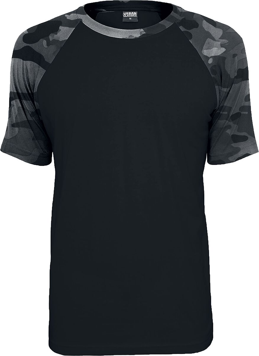 Image of T-Shirt di Urban Classics - Raglan Contrast Tee - S a 5XL - Uomo - nero/mimetico scuro