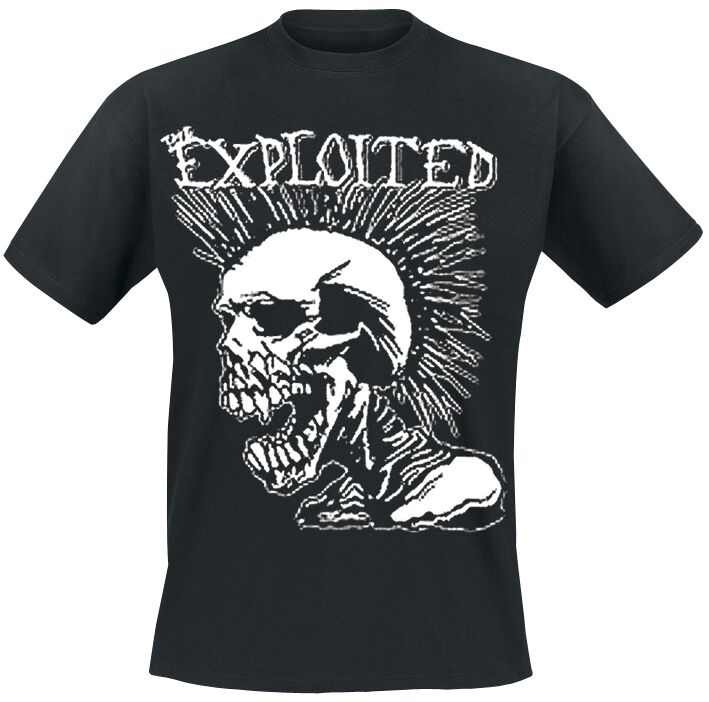 The Exploited T-Shirt - Mohican Skull - S bis L - für Männer - Größe M - schwarz  - Lizenziertes Merchandise!