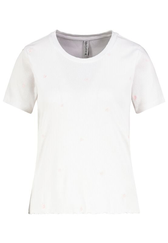 Sublevel T-Shirt - RIB TOP WITH ALLOVER EMBROIDERY - XS bis XL - für Damen - Größe M - weiß