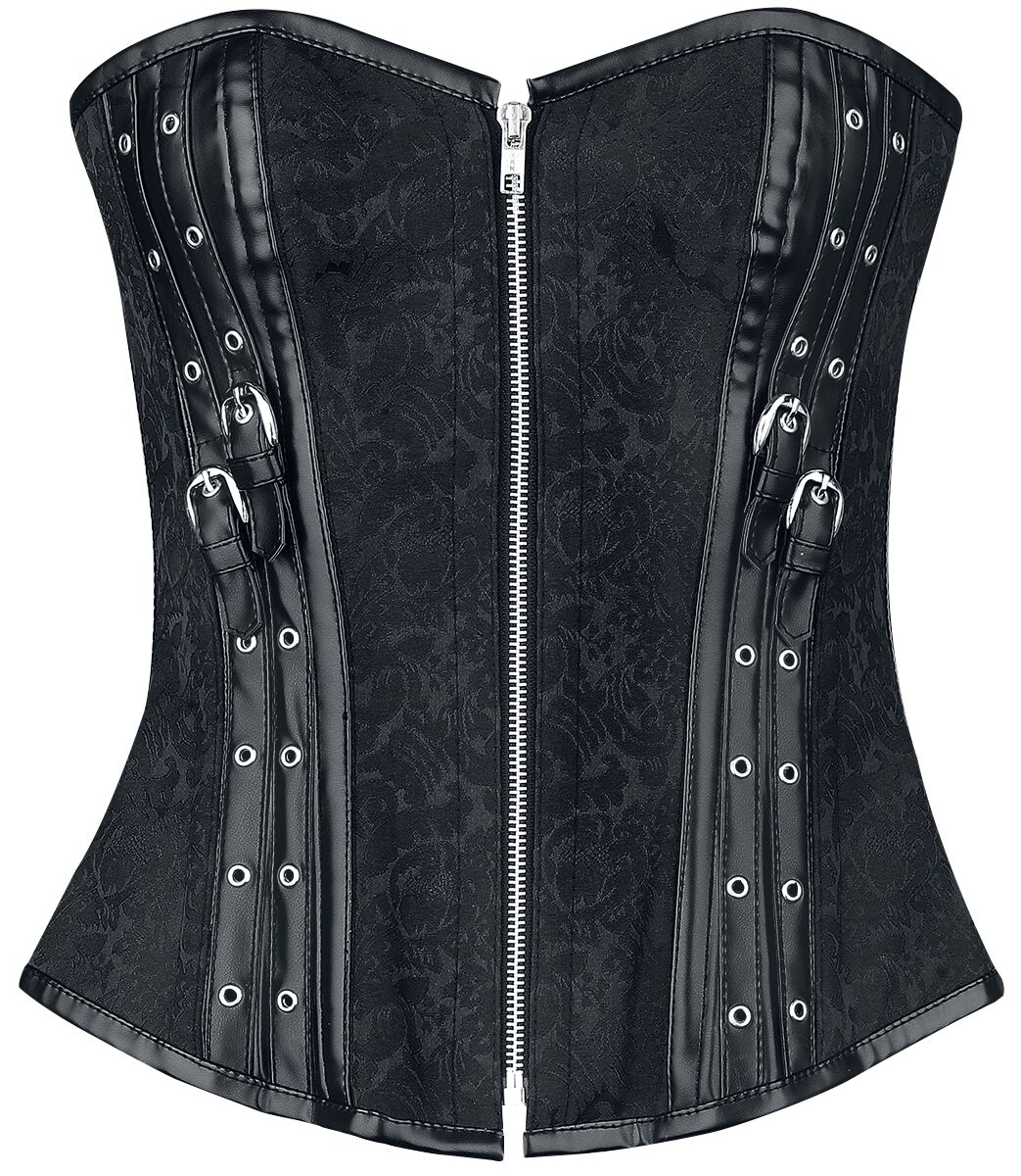 Corset Gothic de Gothicana by EMP - Corset with Straps an Zipper - S à XL - pour Femme - noir