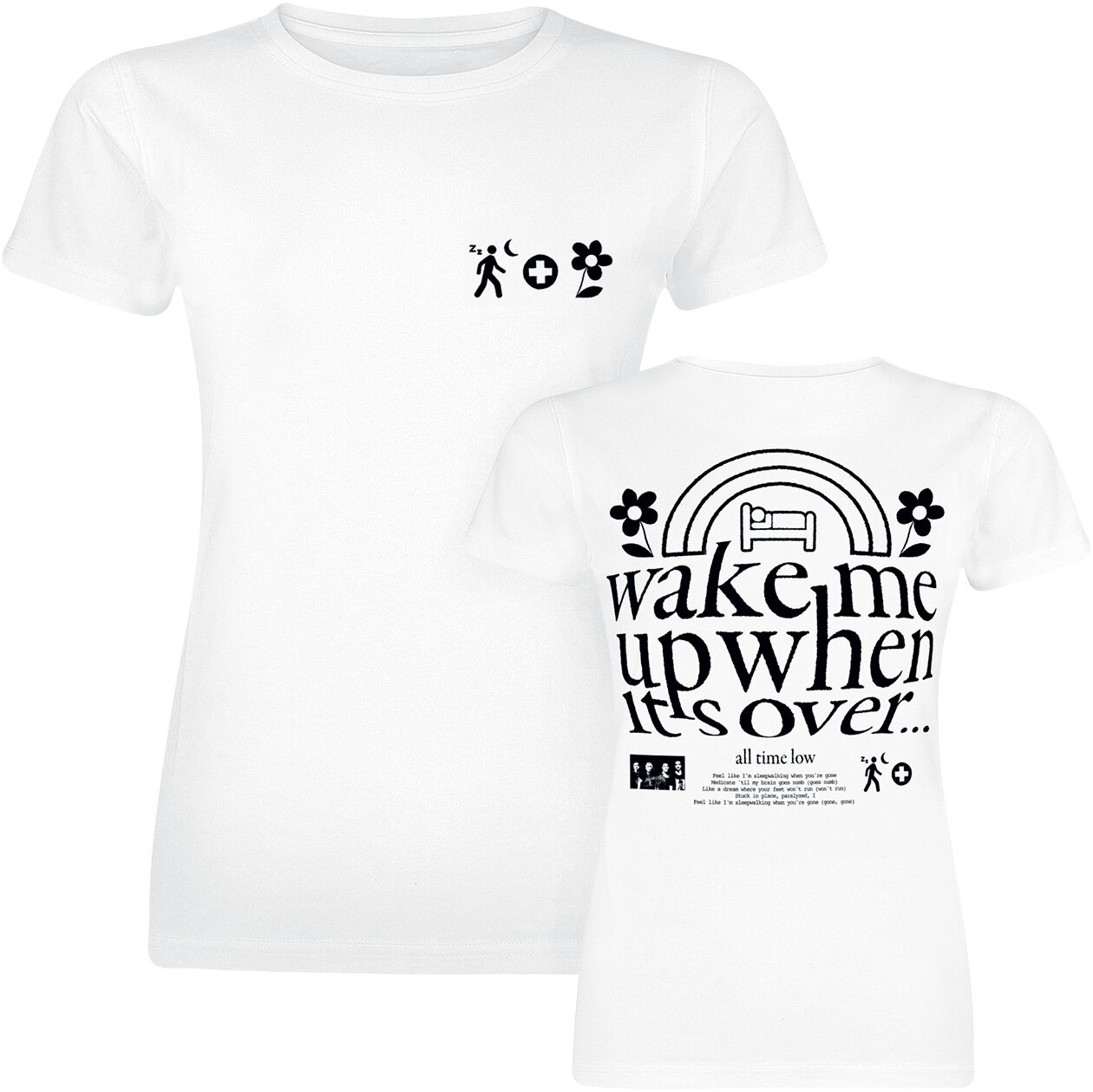 T-Shirt Manches courtes de All Time Low - Wake Me Up - S à XXL - pour Femme - blanc