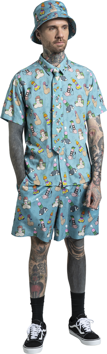 Thumbnail - Fun & Lifestyle Pimmel-Hemd Kurzarmhemd blaugrau in L