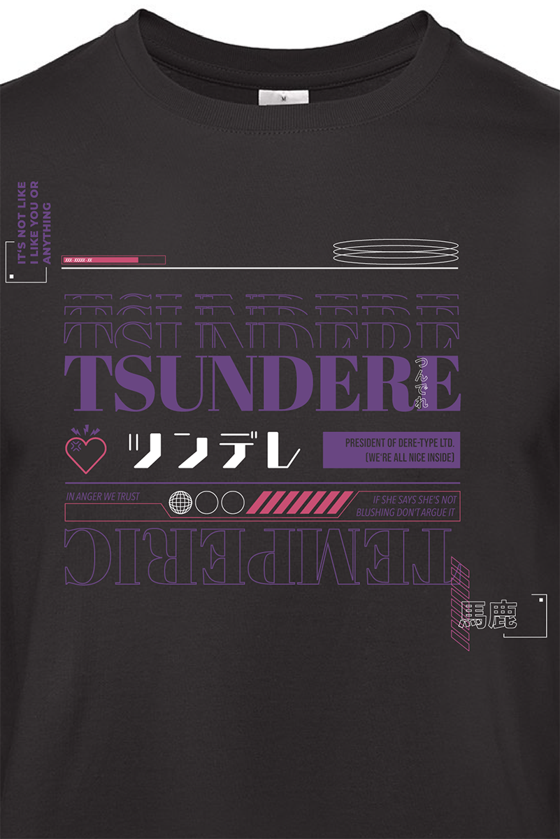 Funshirt Graphical Tsundere XY T-Shirt schwarz