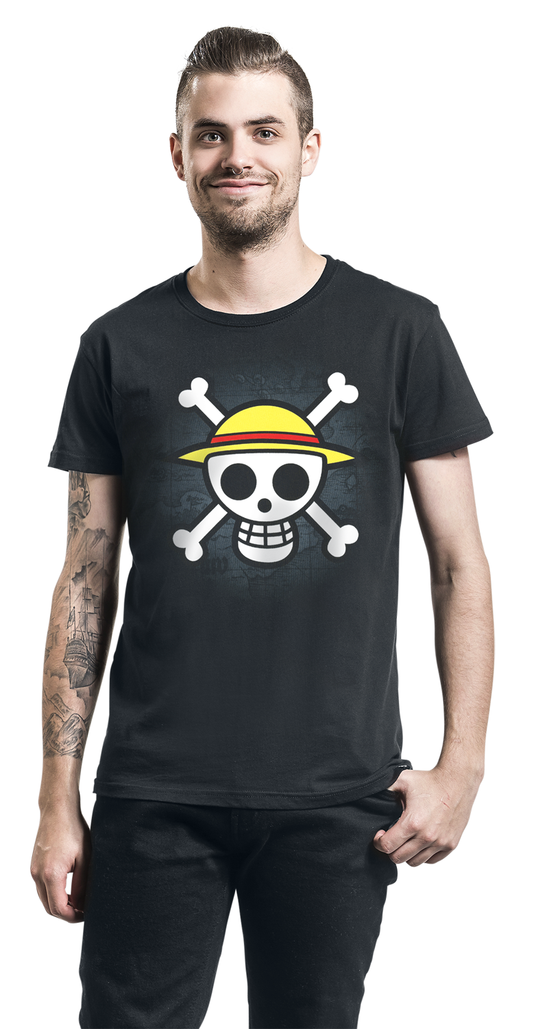 One Piece Skull With Map T-Shirt schwarz