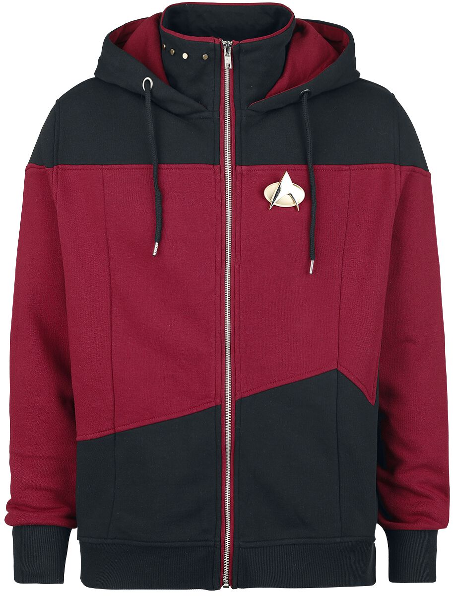 Sweat-shirt zippé à capuche de Star Trek - La Nouvelle Génération - L à 4XL - pour Homme - rouge/noi