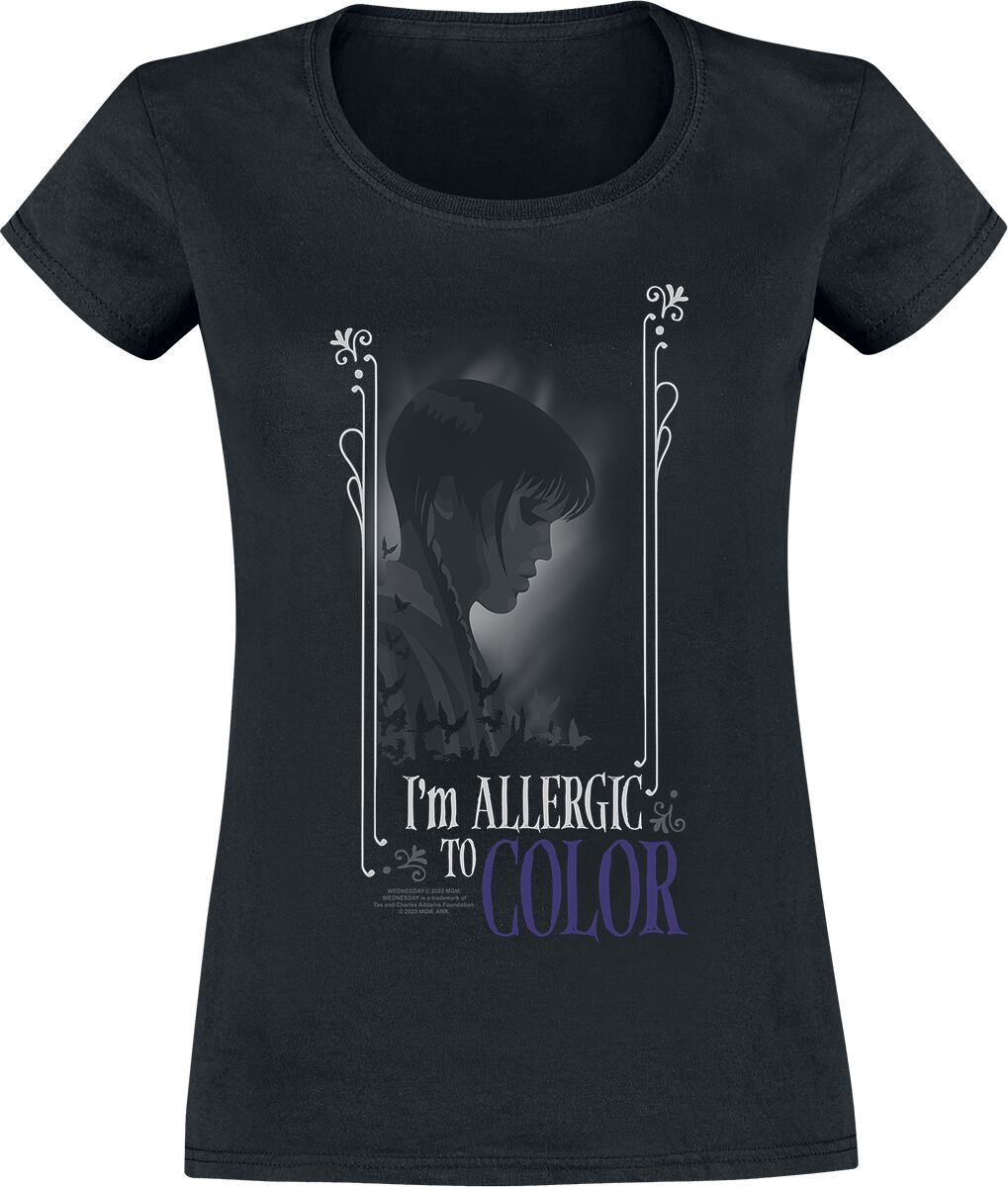 T-Shirt Manches courtes de Wednesday - Allergic To Colour - S à XXL - pour Femme - noir