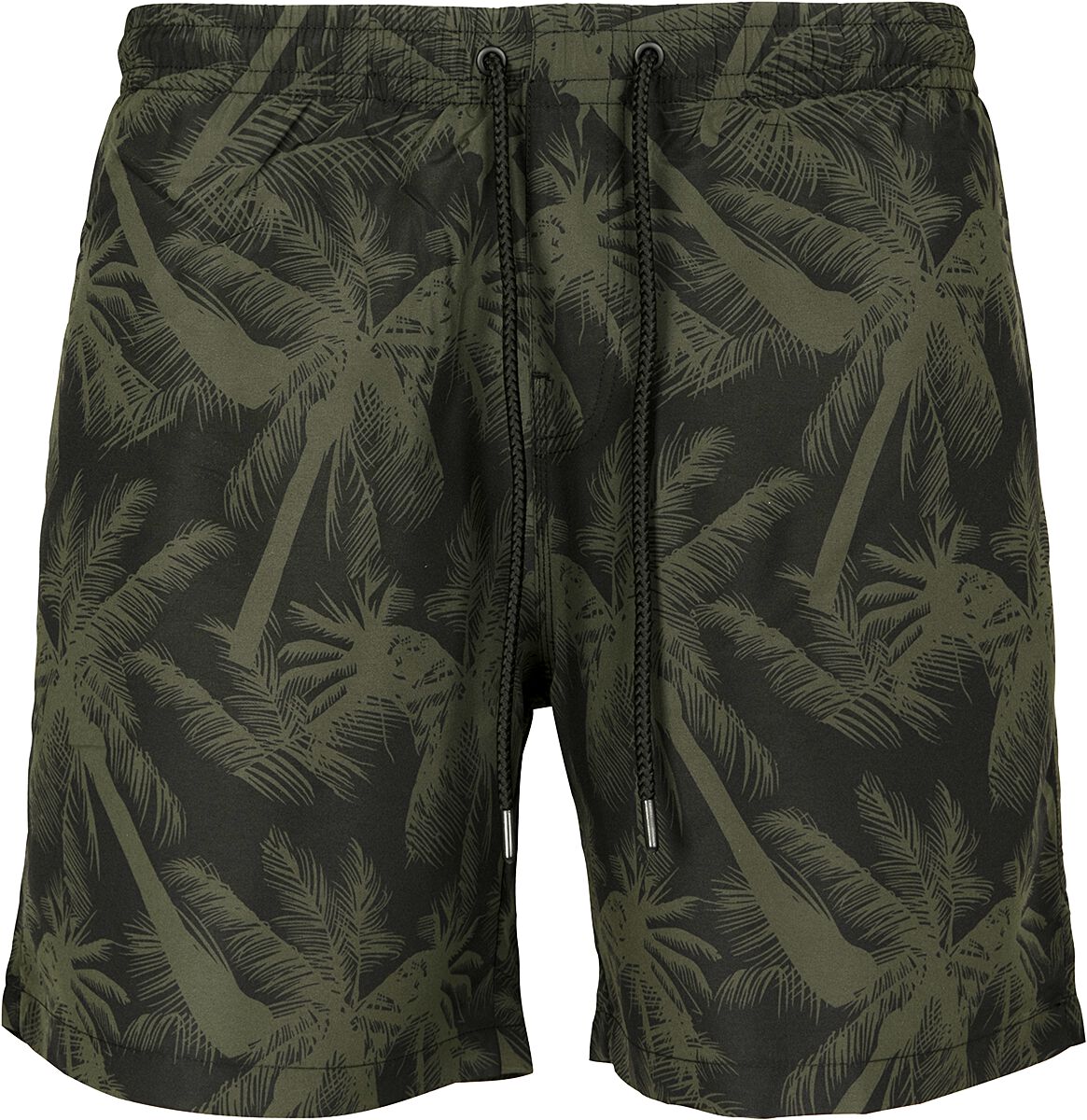 Levně Urban Classics Vzorované šortky na plavání Palm Pánské plavky cerná/olivová